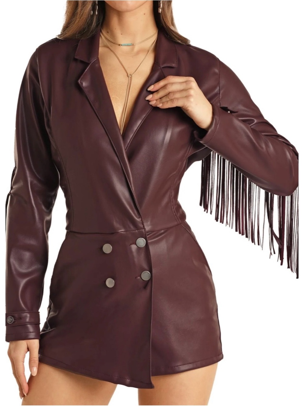 Rock and Roll Denim Fringe Pleather Romper